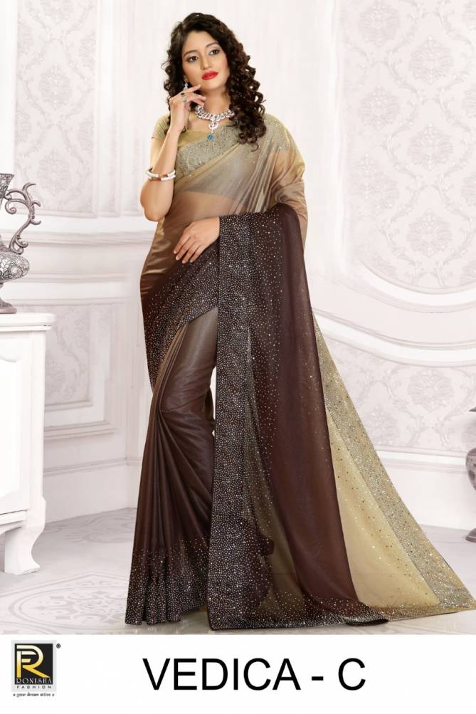 Ronisha Vedica Latest Heavy Designer Lycra Party Wear Fancy Saree Collection
